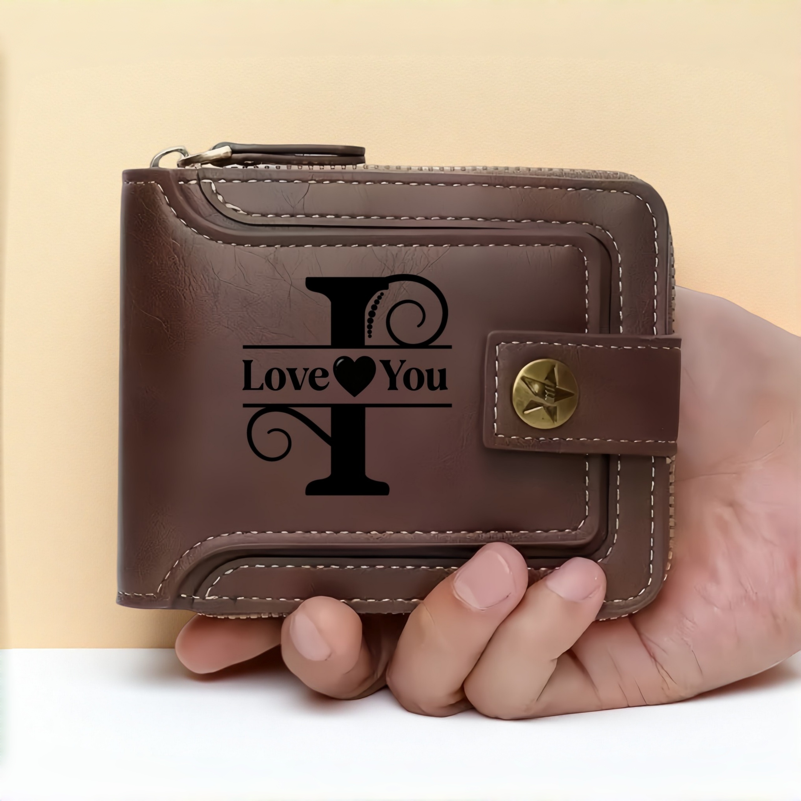 Embroidery Alphabet - Customized Men's Name Wallet Gift -