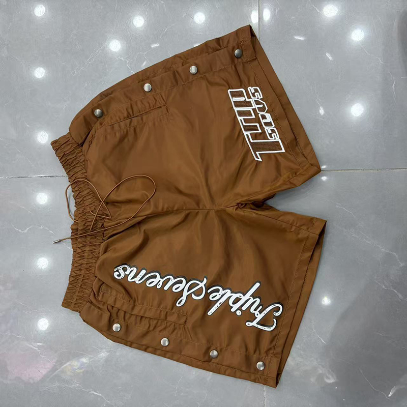 Embroidery Men Shirt - Triple Sevens Vintage Trendy Brown Graphic