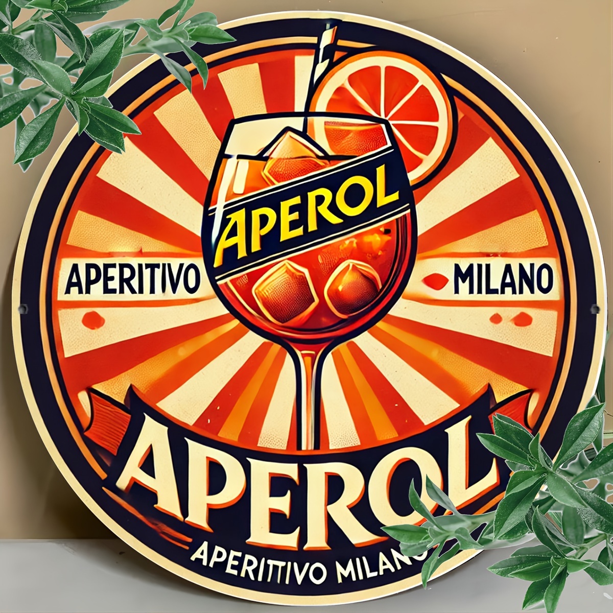 Embroidery Water - 1pc Aperol Milano Round Metal Sign