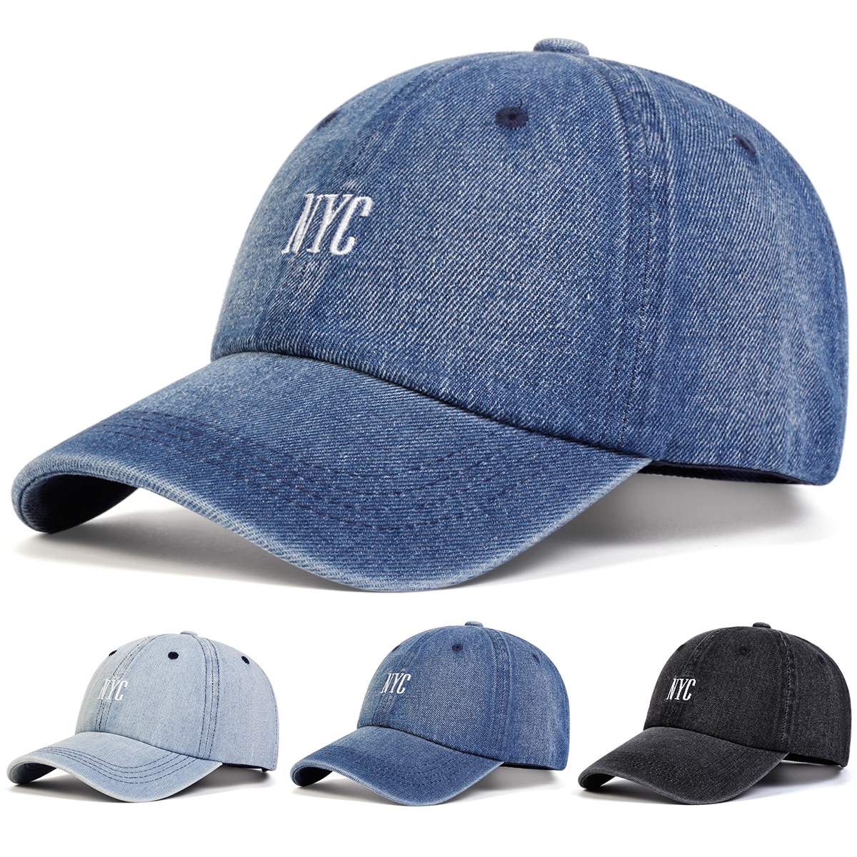 Embroidery Nyc - Unisex NYC Embroidery Denim Baseball Caps