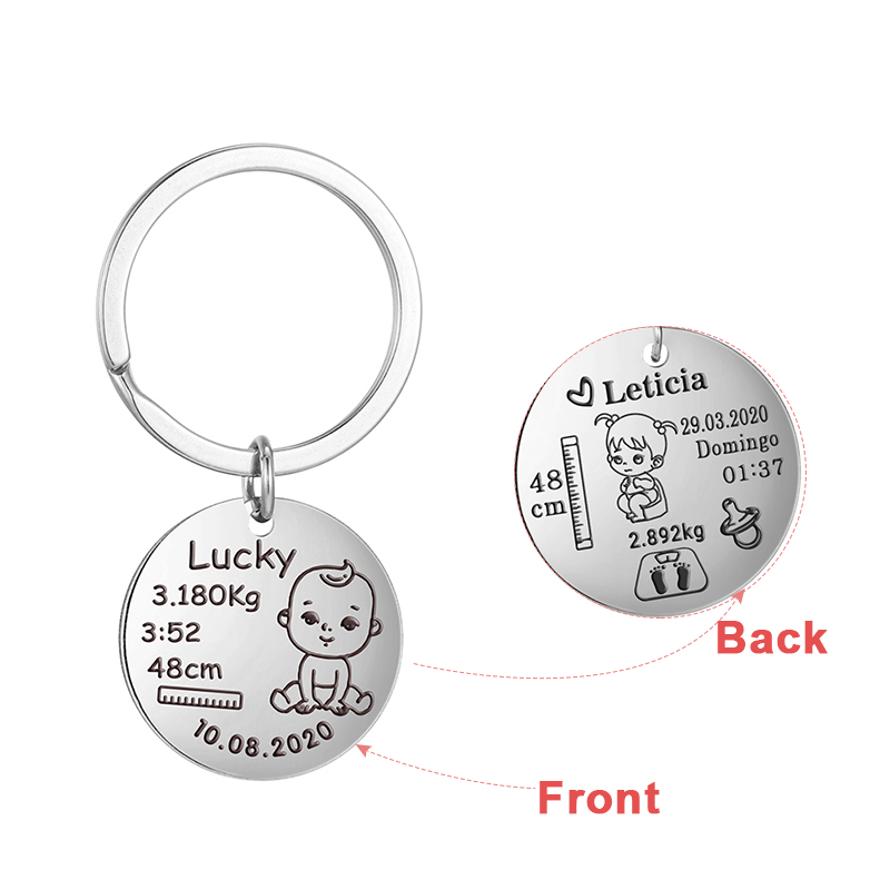 Embroidery Alphabet - Personalized Custom Baby Keychain Engraved Boy
