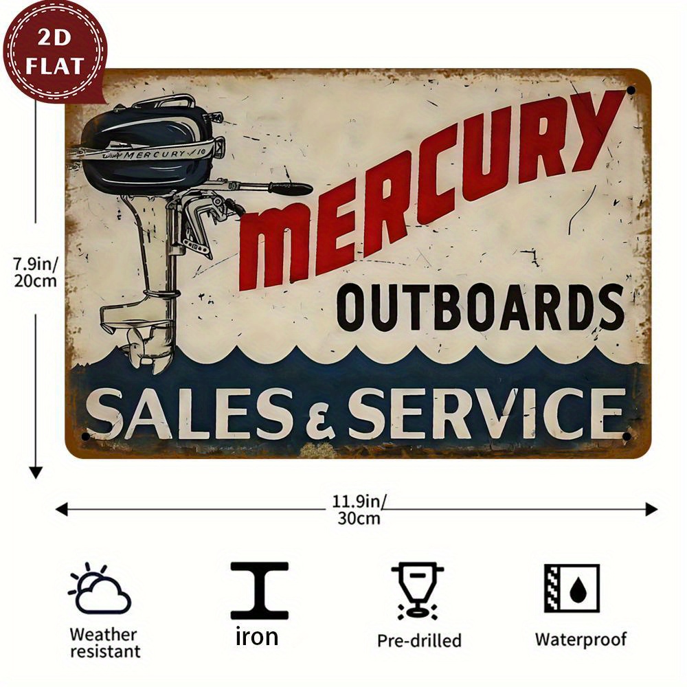 Embroidery Water - - Vintage Outboard Metal Sign Waterproof
