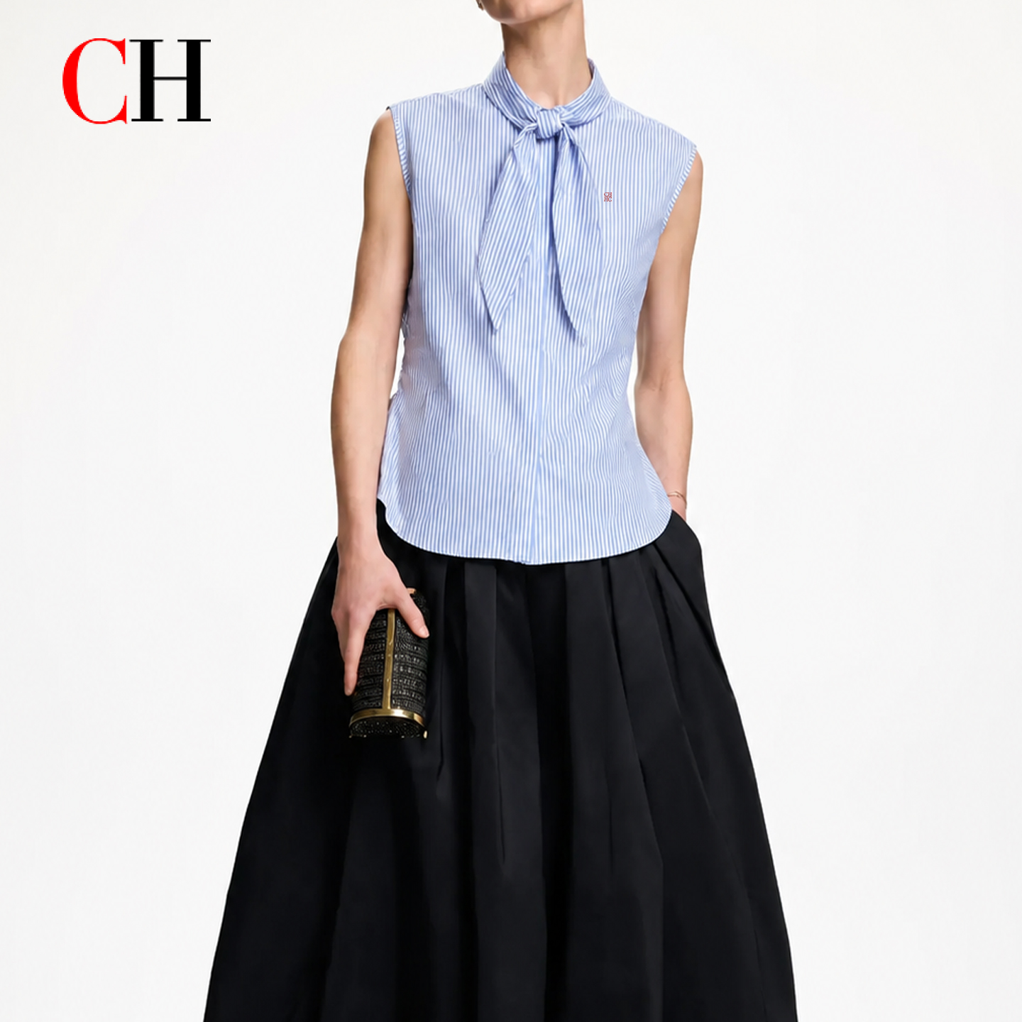 Embroidery Men Shirt - CH Embroidered Sleeveless Shirt Women Bow