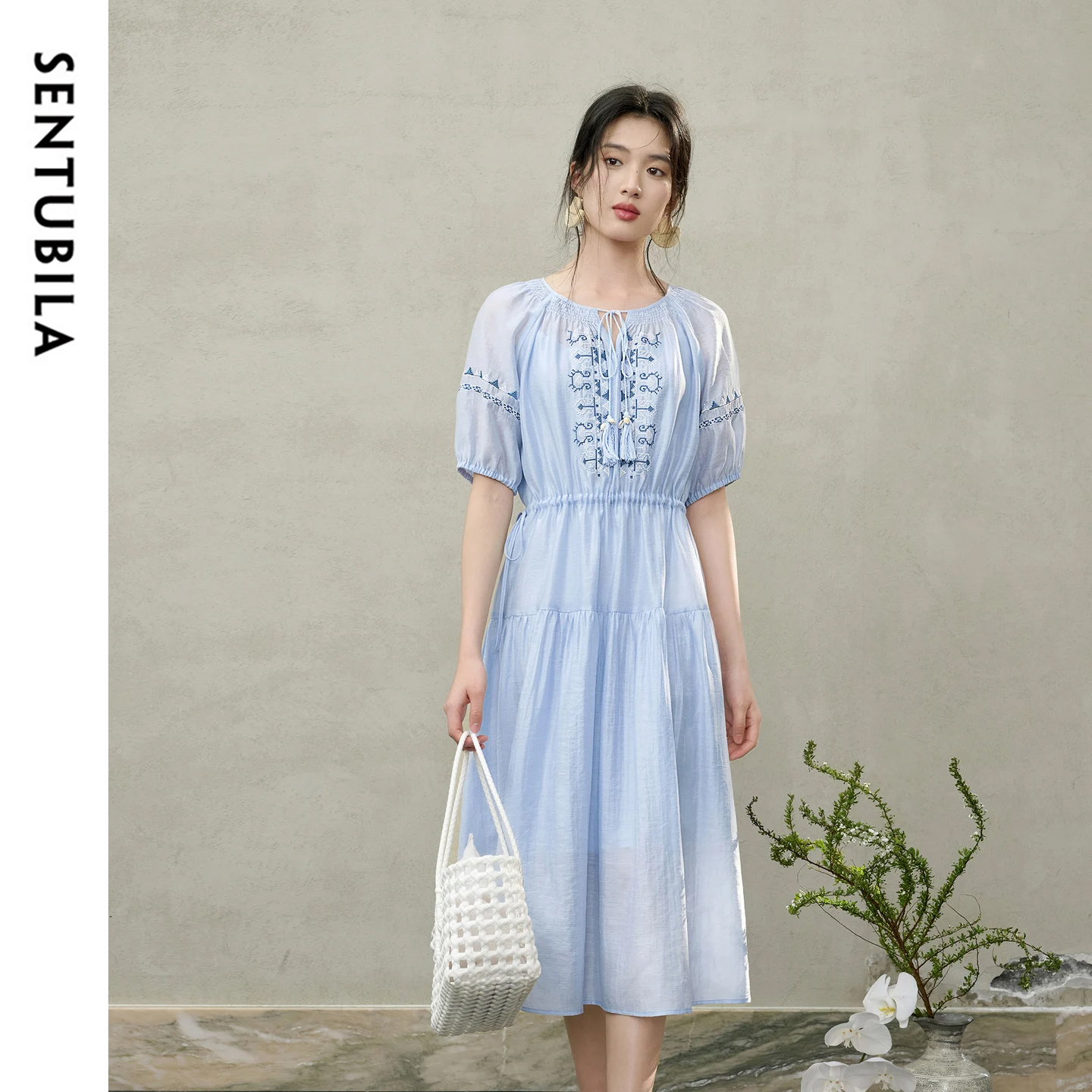 Embroidery Class - SENTUBILA Women's Boho Two-Piece Set Solid