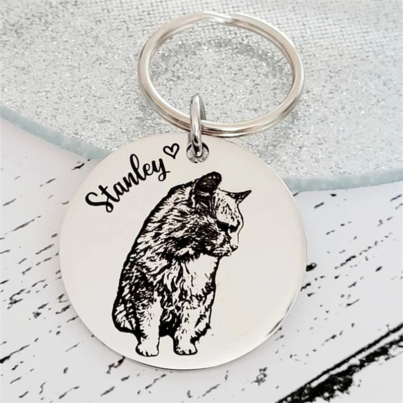 Embroidery Alphabet - Animal Paw Print Keychain Custom Dog
