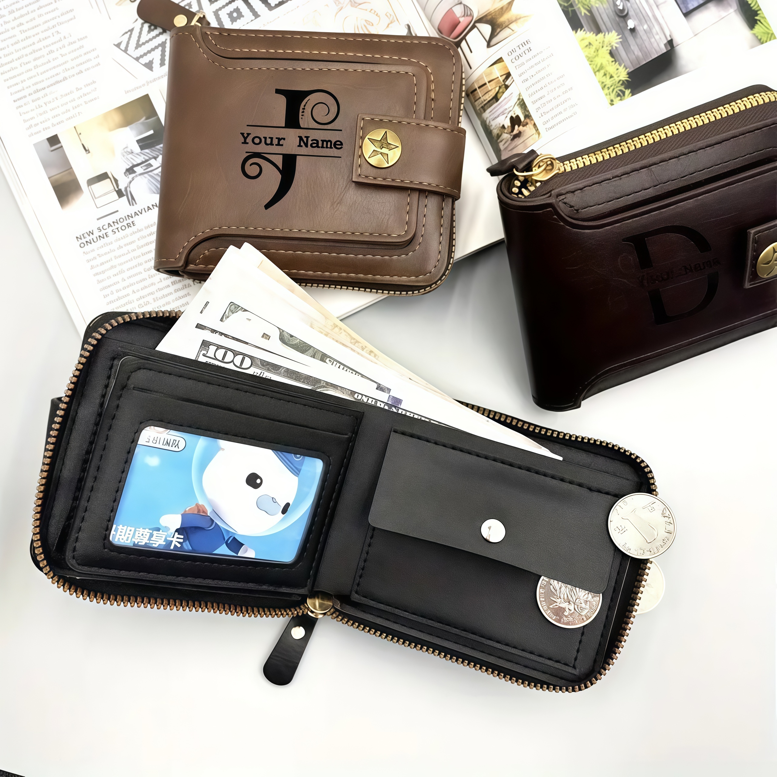 Customized Men's Name Wallet G - Embroidery Alphabet ulasan dan harga