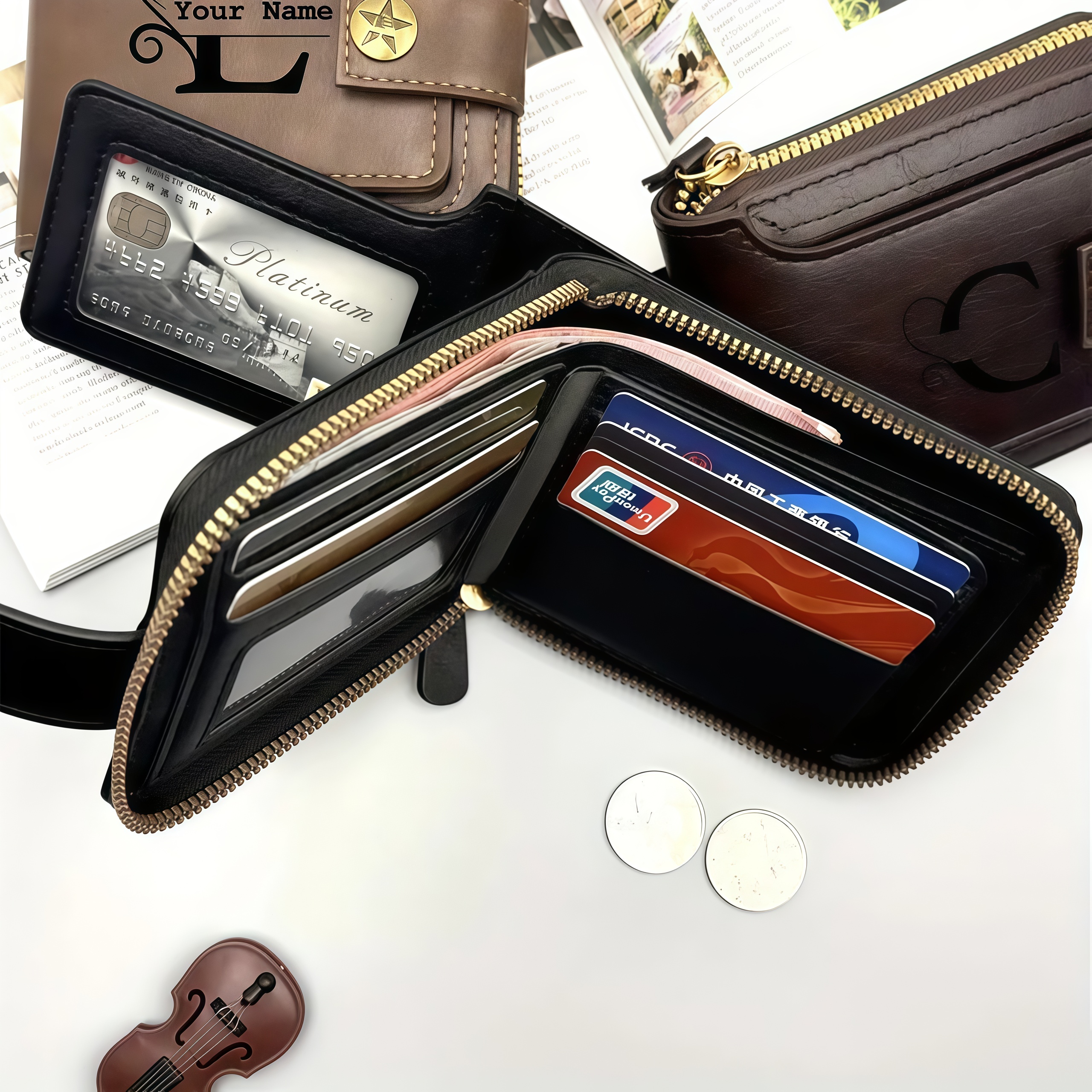 Customized Men's Name Wallet G - Embroidery Alphabet ulasan dan harga