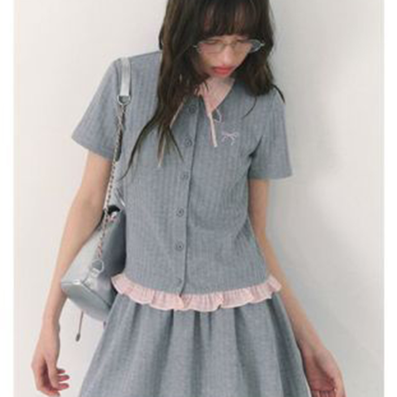 Summer Knitted Preppy Style Tw - Embroidery Class ulasan dan harga
