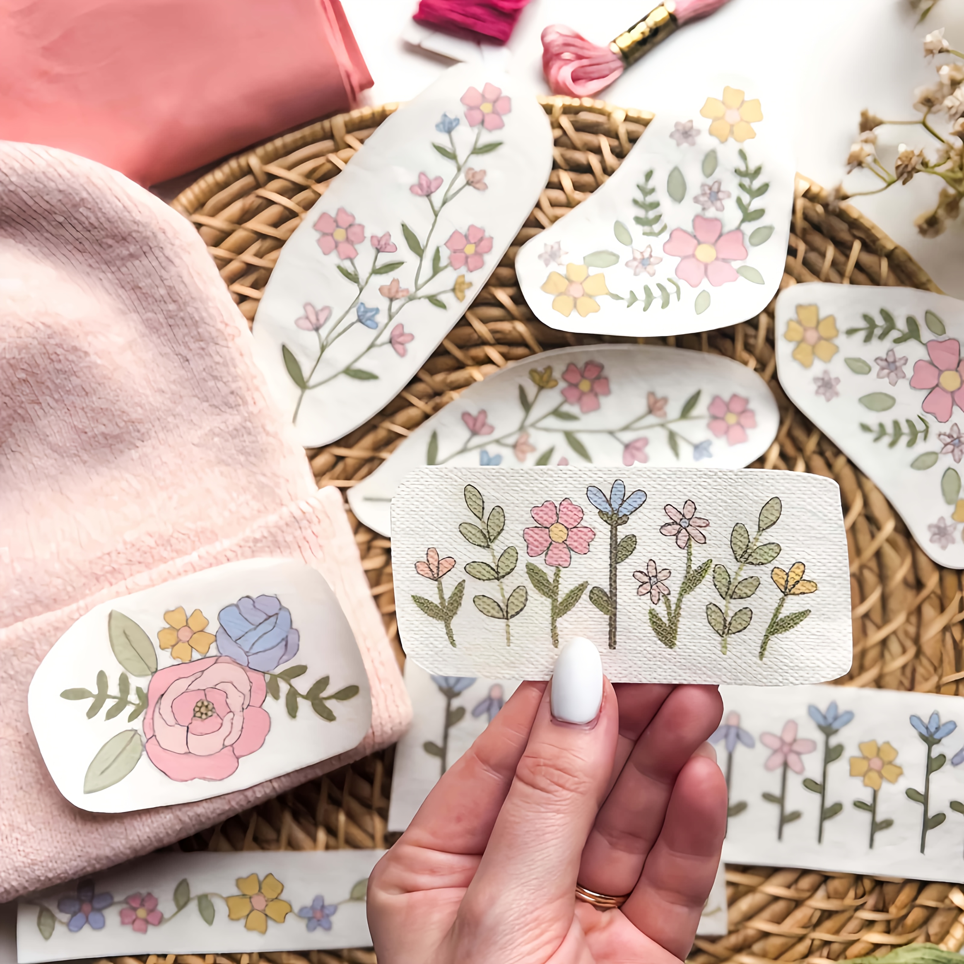 1 Set of 8pcs Colorful Graphic - Embroidery Meaning ulasan dan harga
