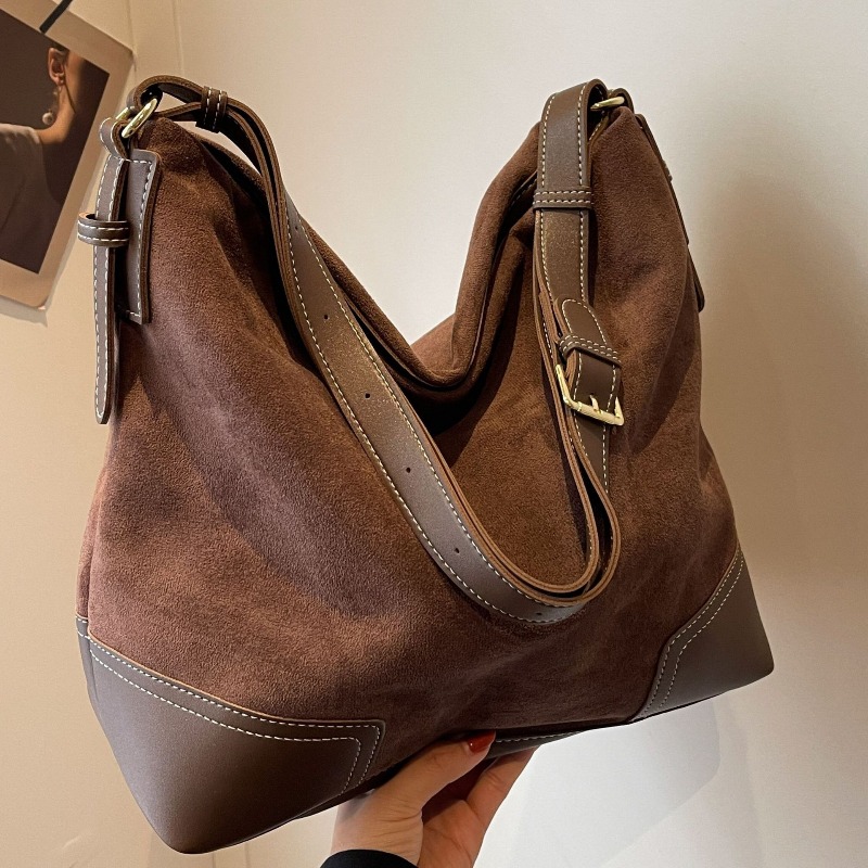Suede Trendy Versatile Tote Ba - Embroidery Class ulasan dan harga