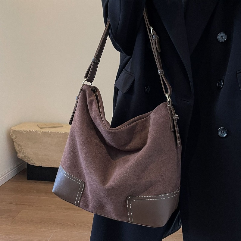 Suede Trendy Versatile Tote Ba - Embroidery Class ulasan dan harga