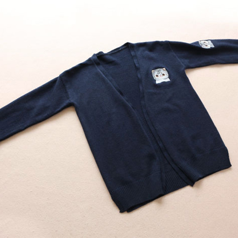 Mori Girl Sweet Navy Blue Colo - Embroidery Cat ulasan dan harga