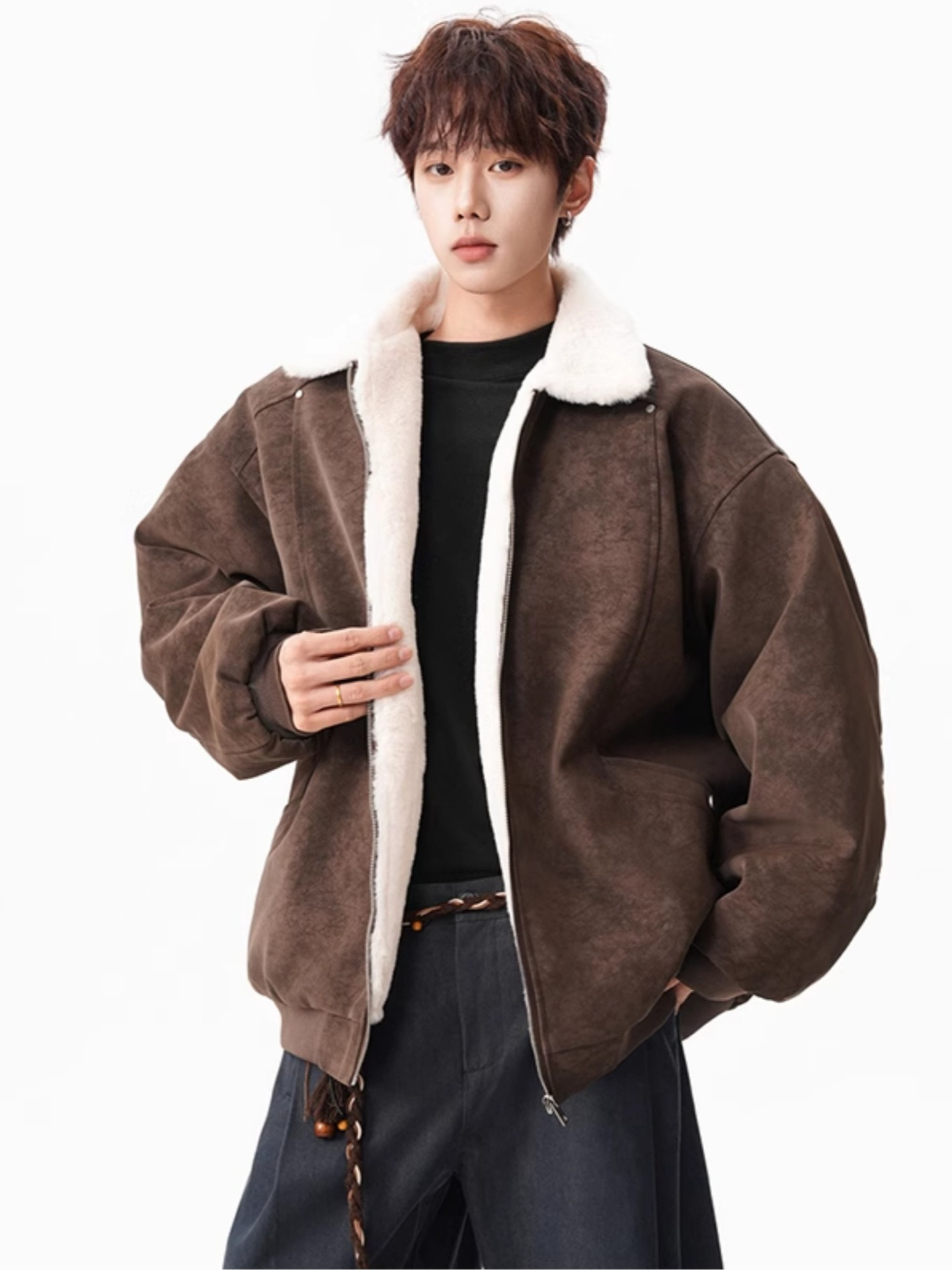 Fur Collar Army Green Jackets  - Embroidery University ulasan dan harga