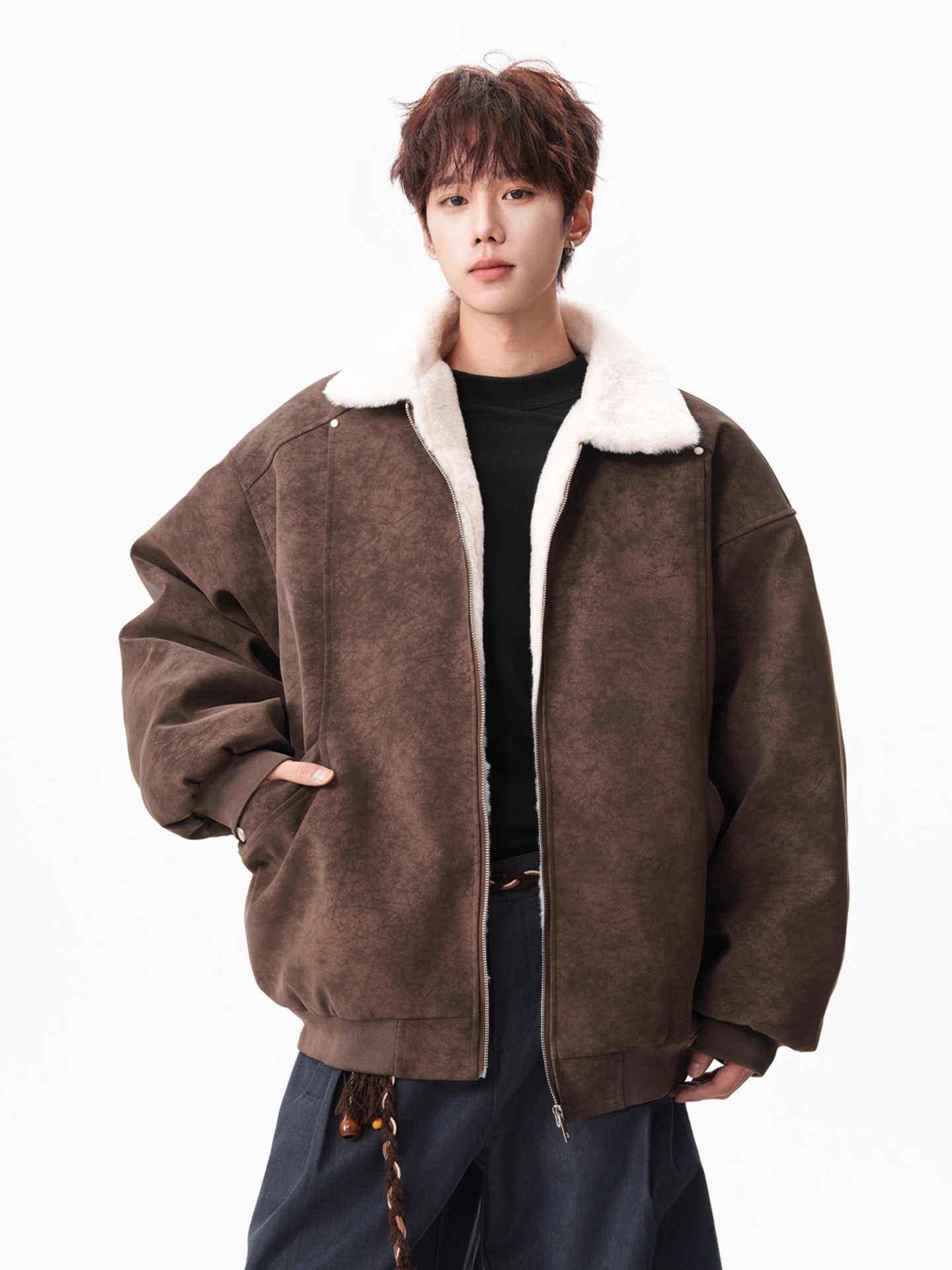 Fur Collar Army Green Jackets  - Embroidery University ulasan dan harga