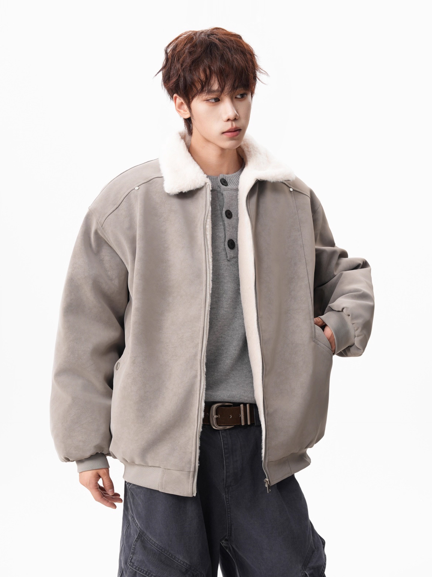Fur Collar Army Green Jackets  - Embroidery University ulasan dan harga