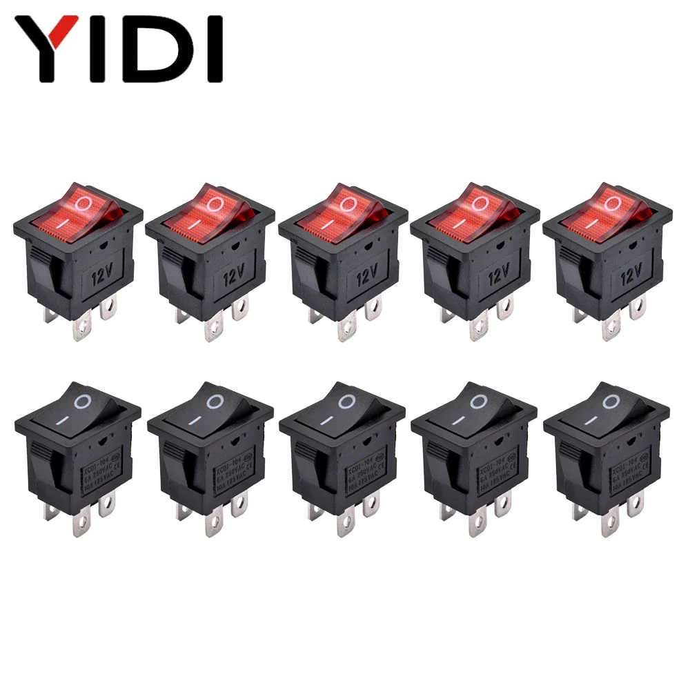 5/10pcs KCD1-104 Power Rocker  - Embroidery Red ulasan dan harga