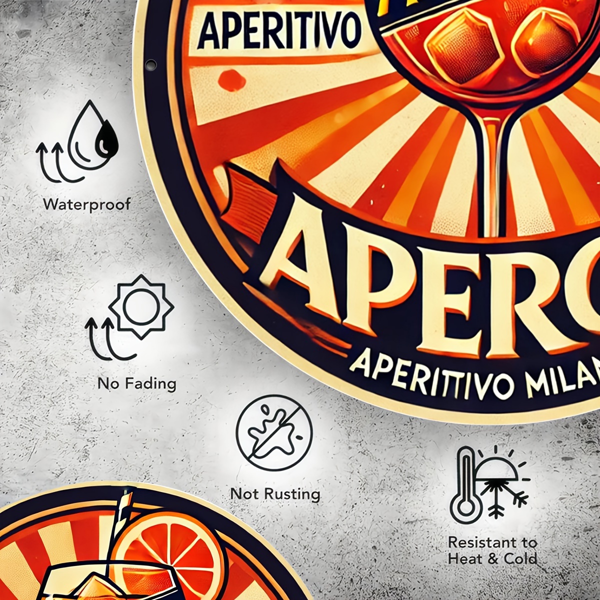 1pc Aperol Milano Round Metal  - Embroidery Water ulasan dan harga