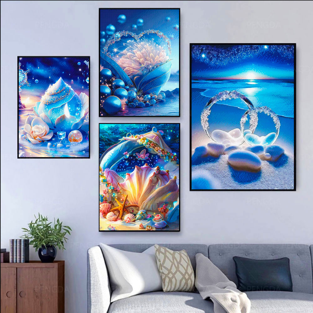 5D DIY Seaside Landscape Diamo - Embroidery Artwork ulasan dan harga