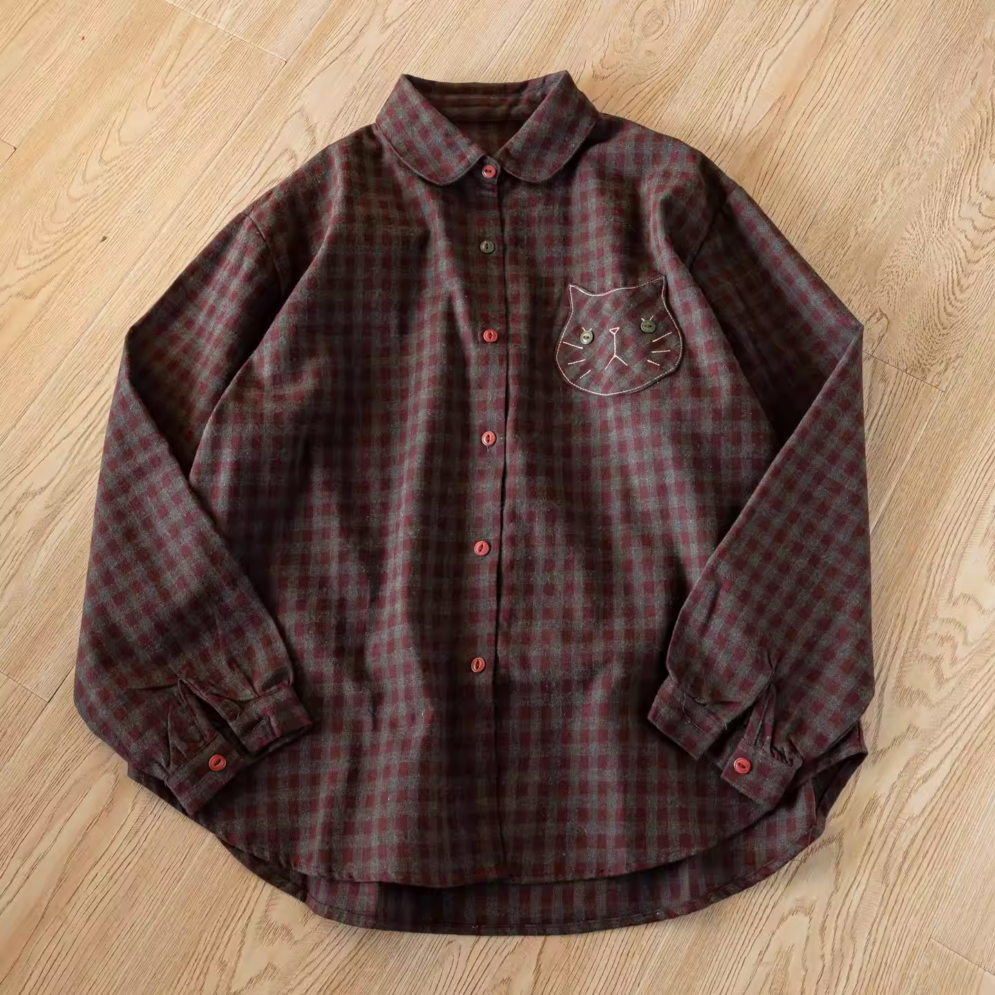 2026 Mori girl Japan style win - Embroidery Cat ulasan dan harga