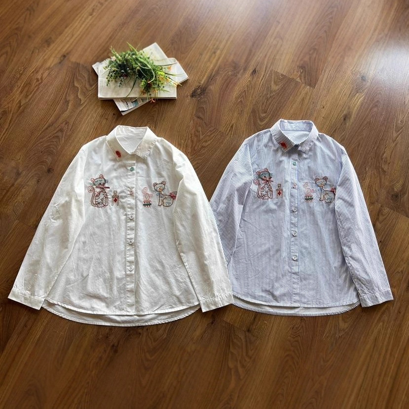 Japanese Sweet Mori Girl Vinta - Embroidery Cat ulasan dan harga