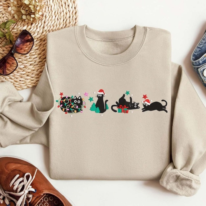 Black Christmas Cats Lover Xma - Embroidery Xmas Designs ulasan dan harga