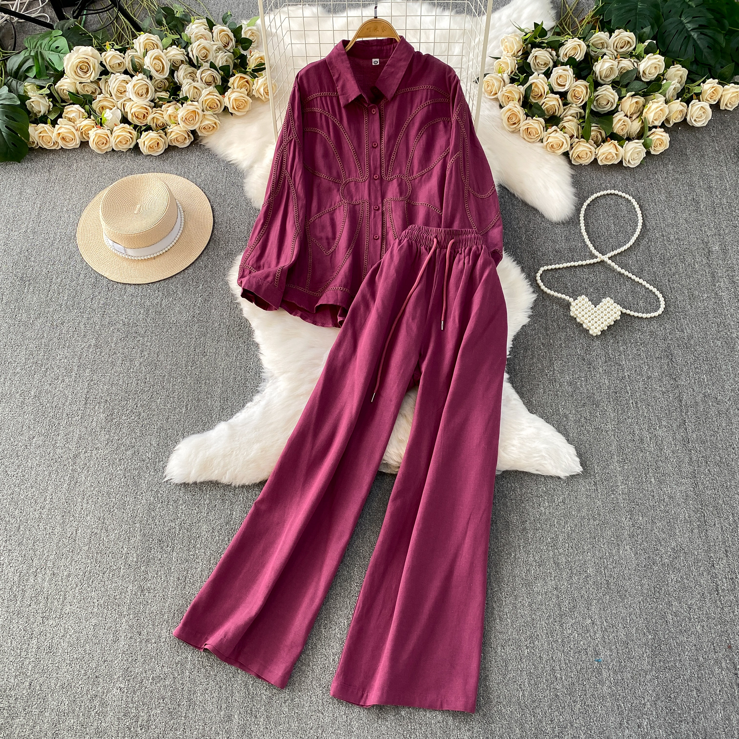 Autumn French Women's Matching - Embroidery Men Shirt ulasan dan harga