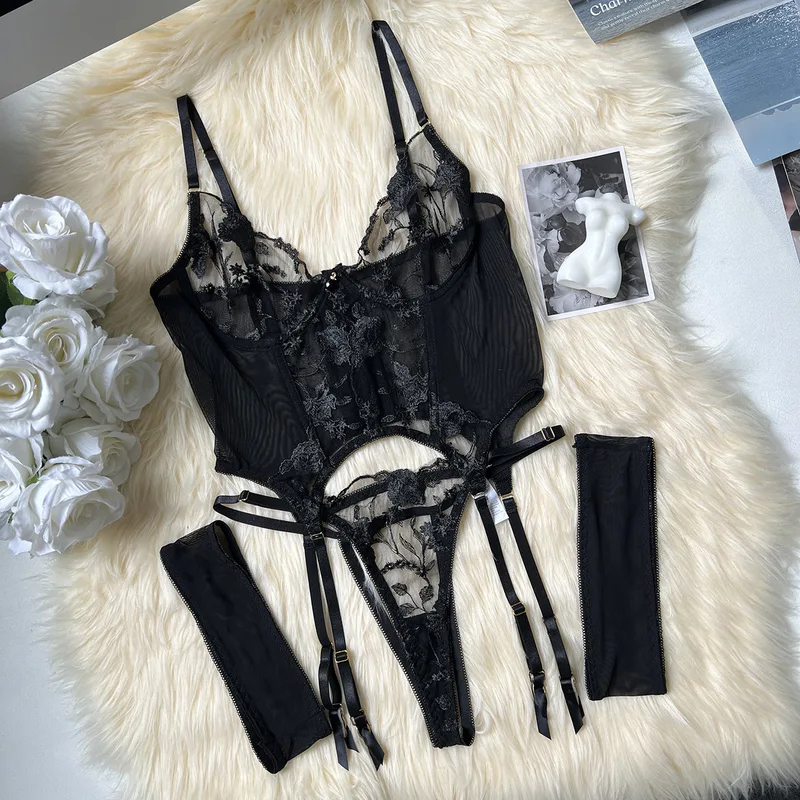 Lace Corset Sexy Sheer Mesh Br - Embroidery Studio ulasan dan harga
