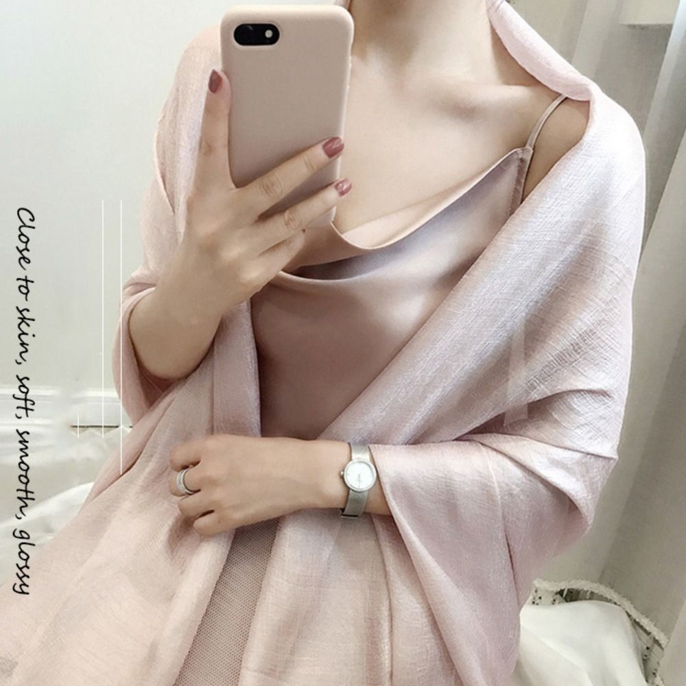 Linen Women Plain Scarf Fashio - Linen Fabric Natural ulasan dan harga