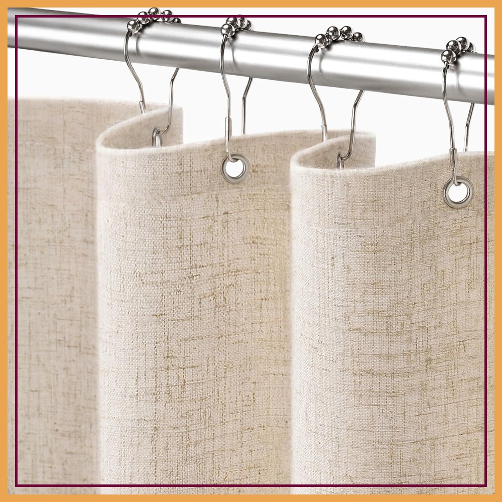 Linen Shower Curtain Beige, 72 - Linen Fabric Natural ulasan dan harga