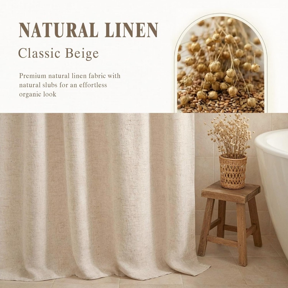 Linen Shower Curtain Beige, 72 - Linen Fabric Natural ulasan dan harga