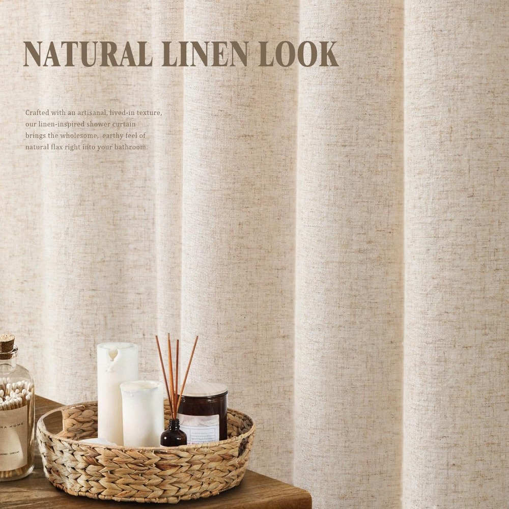 Linen Shower Curtain Beige, 72 - Linen Fabric Natural ulasan dan harga