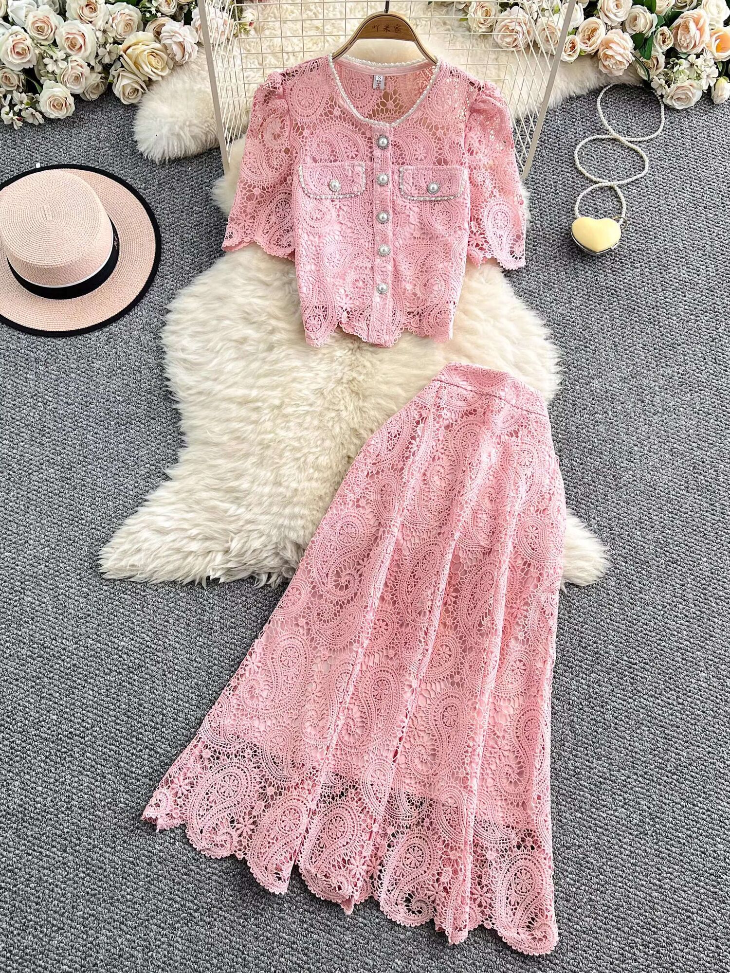 Elegant Pearl Long Dress Suits - Embroidery Class ulasan dan harga