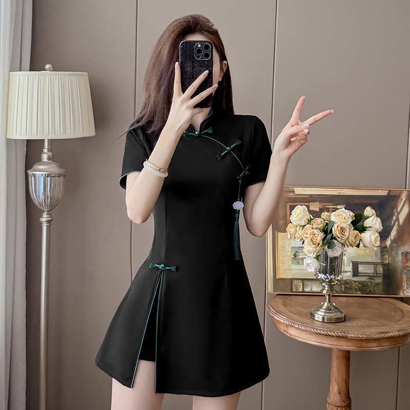 2026 New Chinese Style Black T - Embroidery Red ulasan dan harga