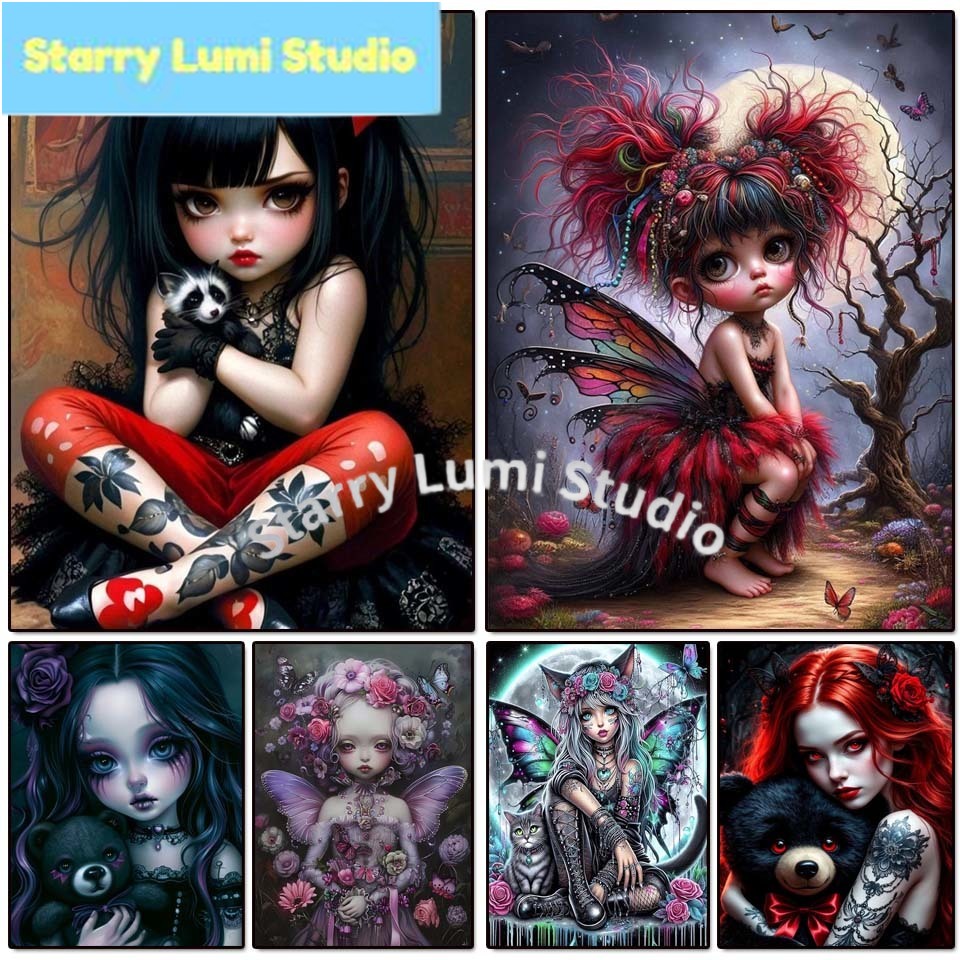 5D Diamond Painting Kit Gothic - Embroidery Cat ulasan dan harga