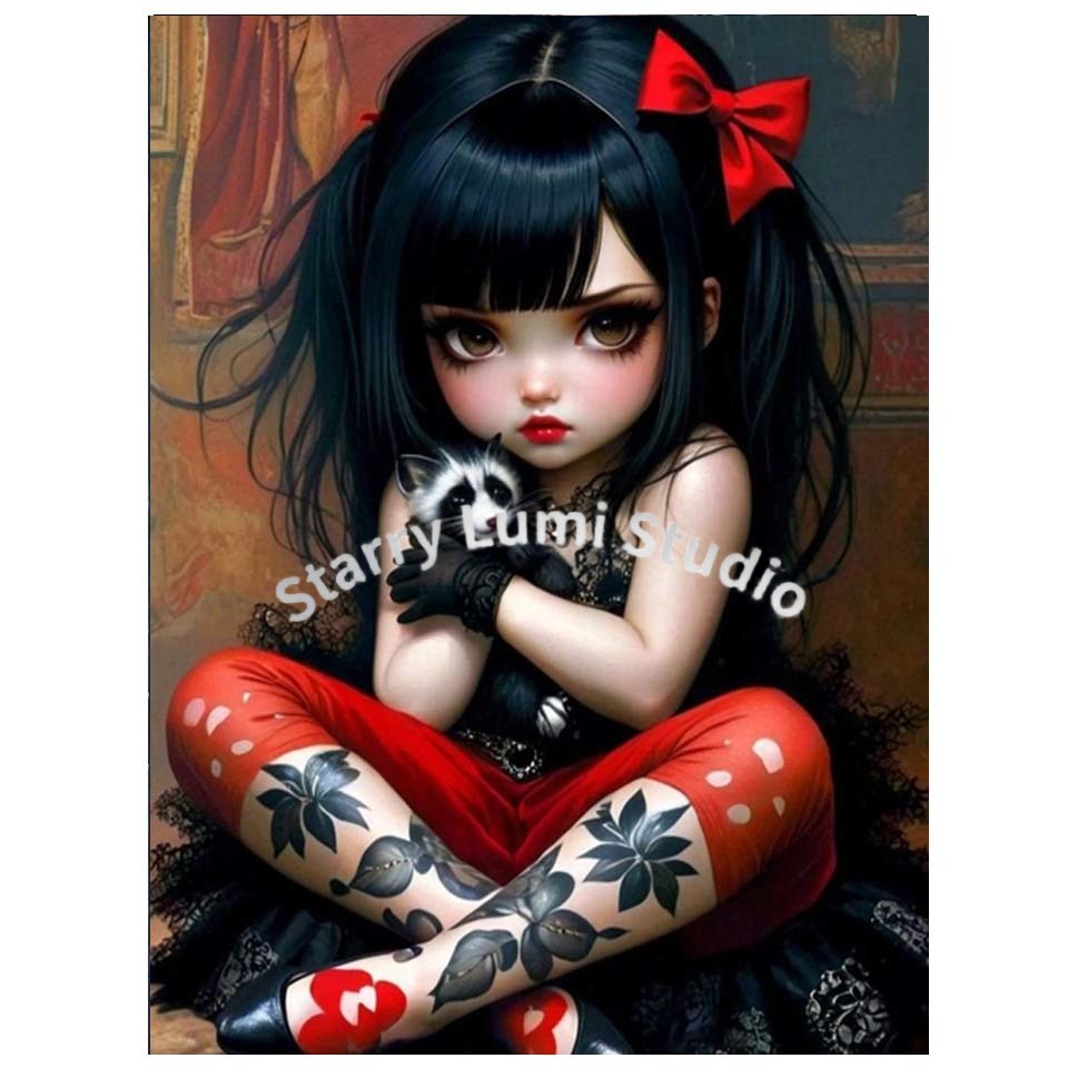 5D Diamond Painting Kit Gothic - Embroidery Cat ulasan dan harga