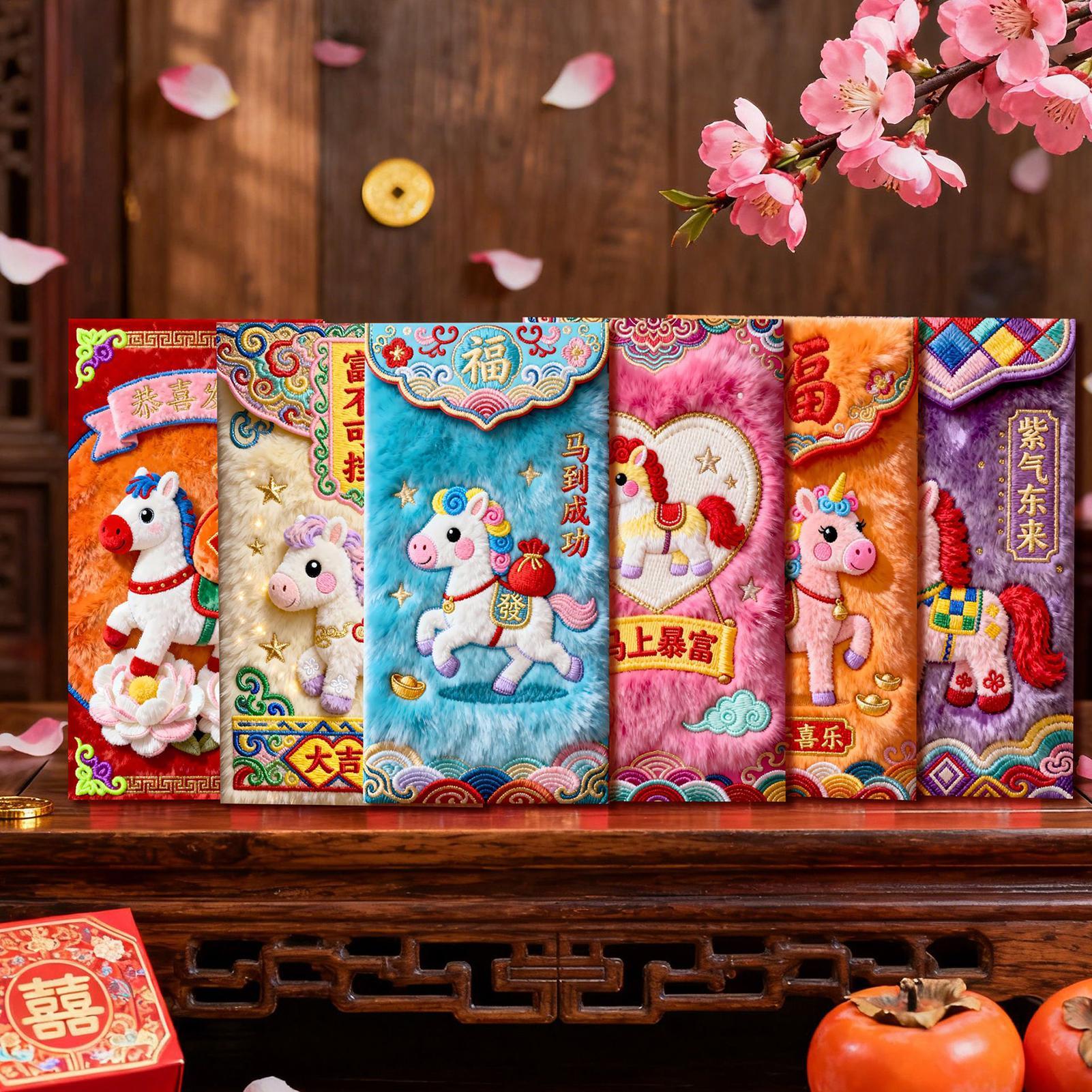2026 Chinese Red Envelope 6pcs - Embroidery Red ulasan dan harga
