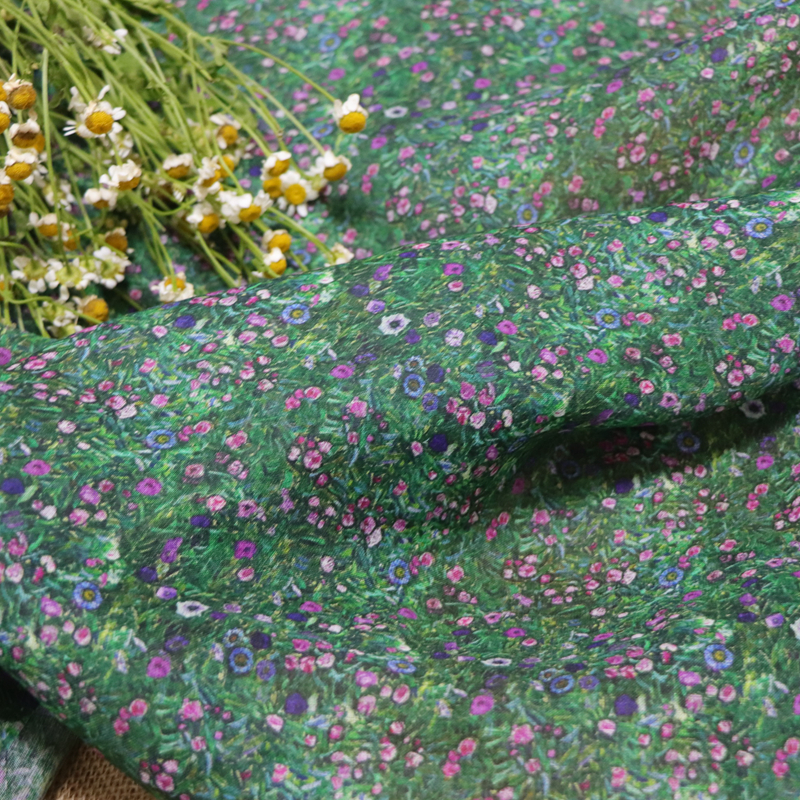 Monet Flowers High Quality Nat - Linen Fabric Natural ulasan dan harga
