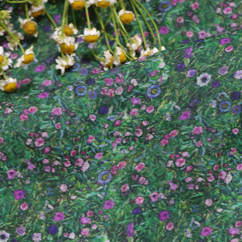 Monet Flowers High Quality Nat - Linen Fabric Natural ulasan dan harga