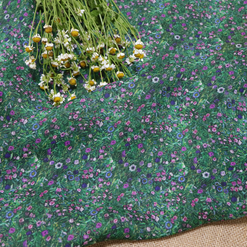 Monet Flowers High Quality Nat - Linen Fabric Natural ulasan dan harga