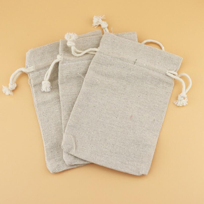 50PCS Linen Drawstring Bags Je - Linen Fabric Natural ulasan dan harga