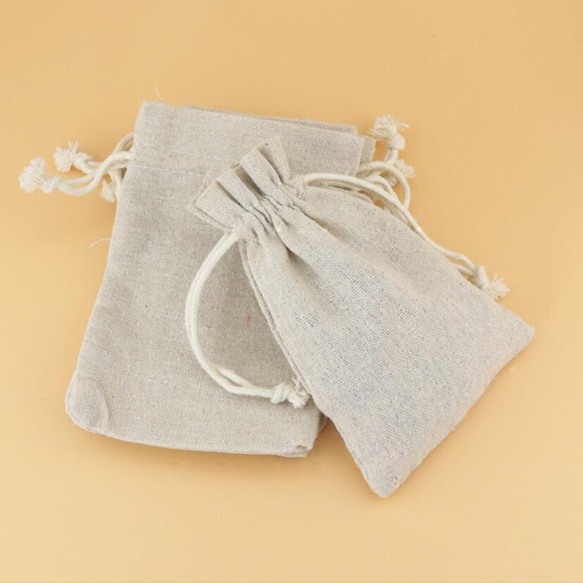 50PCS Linen Drawstring Bags Je - Linen Fabric Natural ulasan dan harga