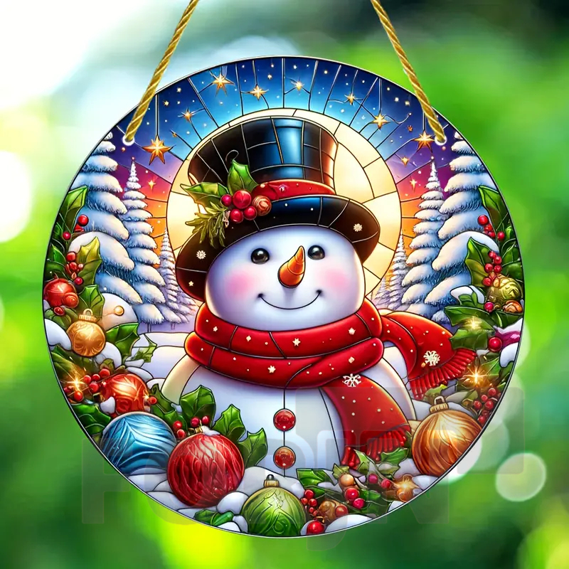 Christmas Snowman Acrylic Roun - Embroidery Water ulasan dan harga