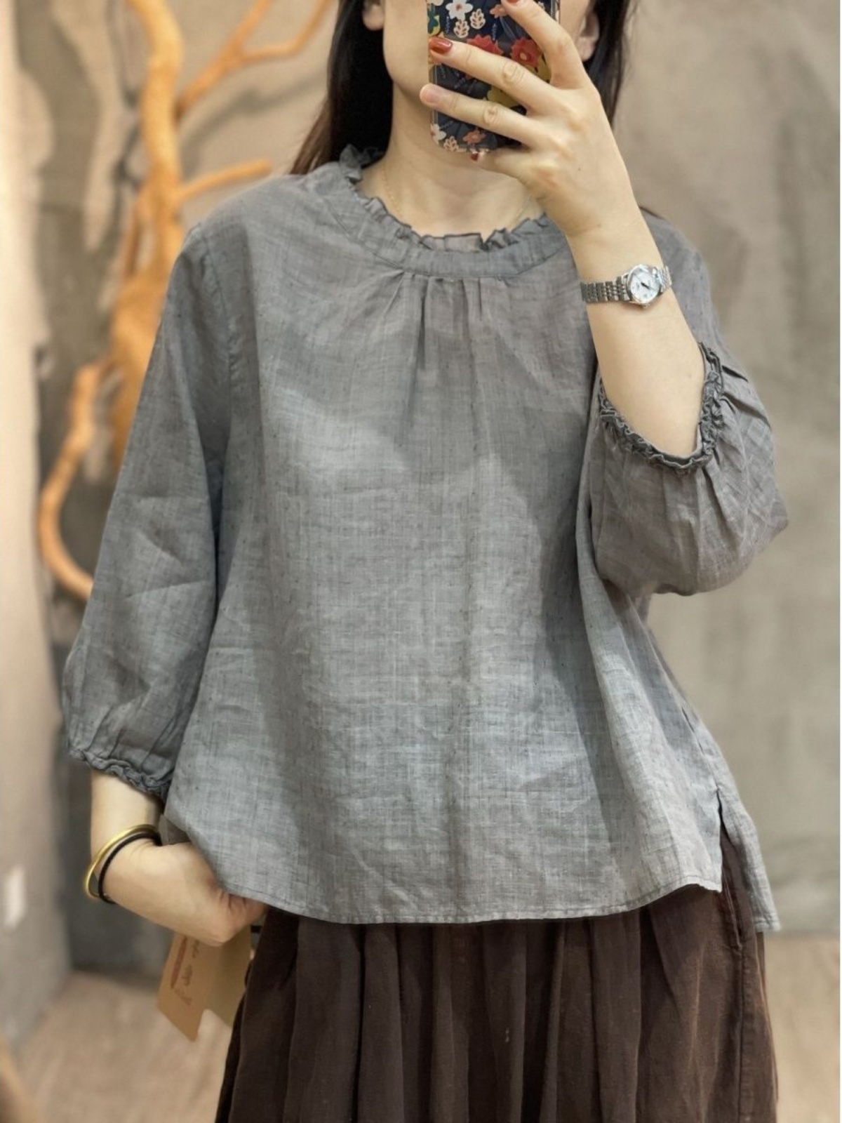 Linen Cotton Blend irt with La - Linen Fabric Natural ulasan dan harga