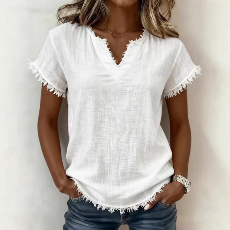 Women Vintage V Neck Lace Ruff - Embroidery Men Shirt ulasan dan harga