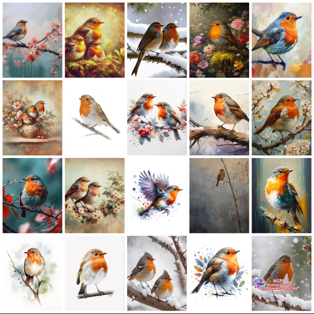 unframe Robin Bird Cute Robin  - Embroidery Artwork ulasan dan harga