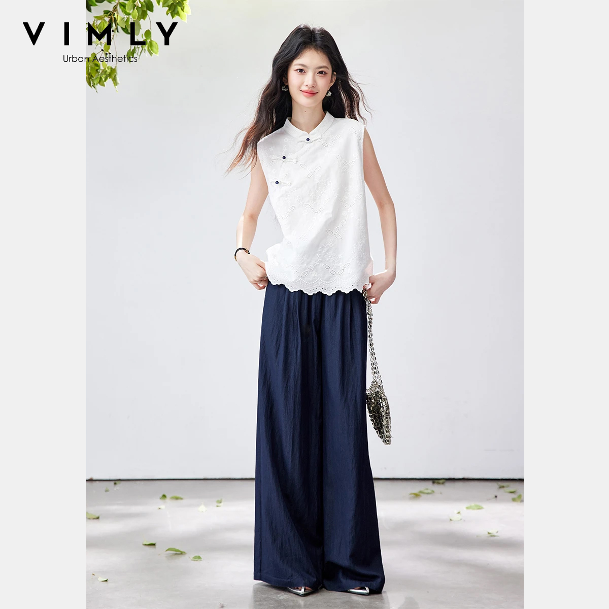VIMLY Chinese Style Two Piece  - Embroidery Class ulasan dan harga