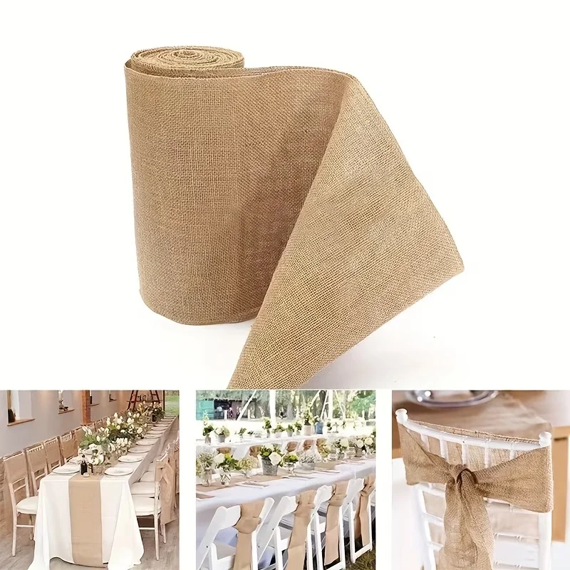 Natural Beige Burlap Roll 30cm - Linen Fabric Natural ulasan dan harga