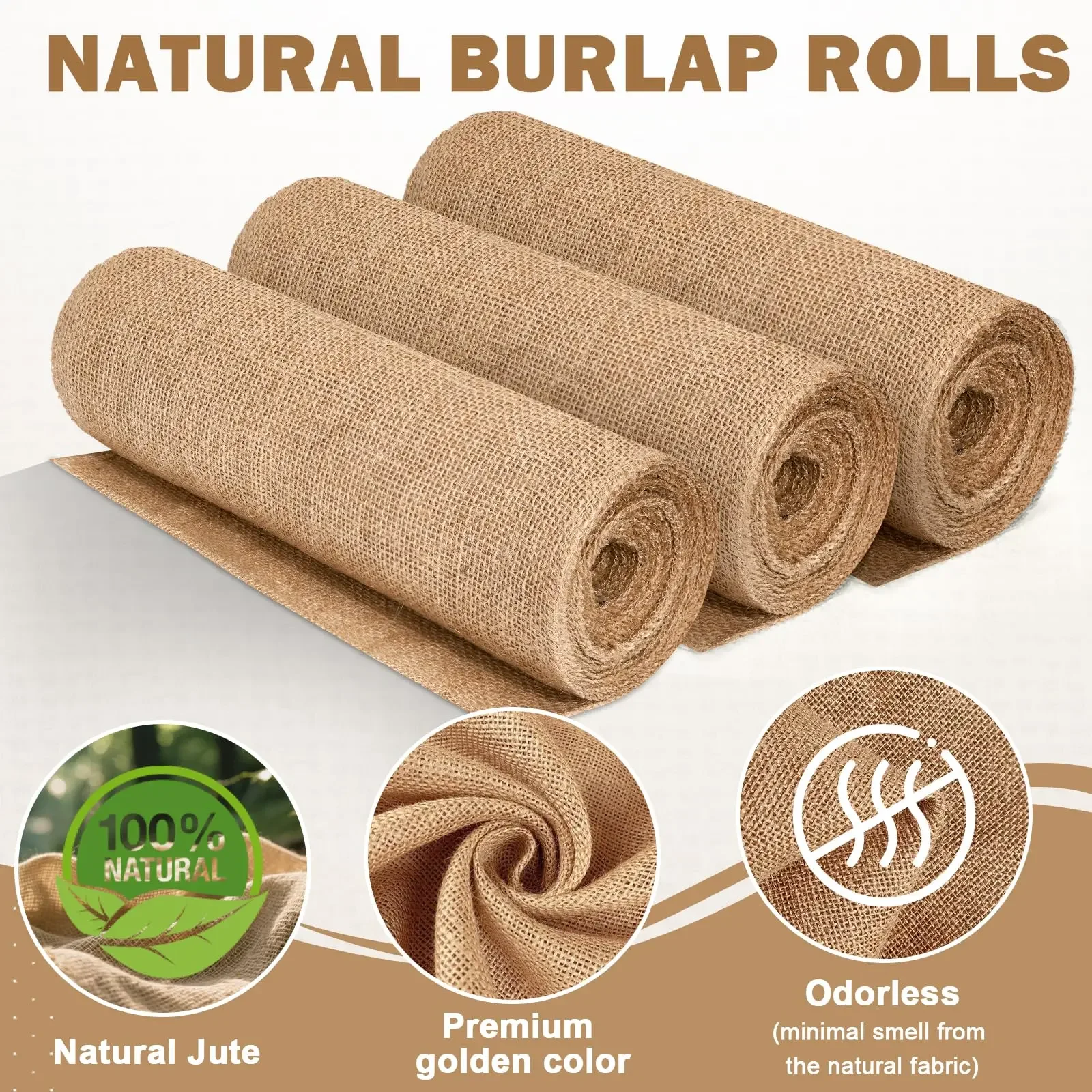 Natural Beige Burlap Roll 30cm - Linen Fabric Natural ulasan dan harga