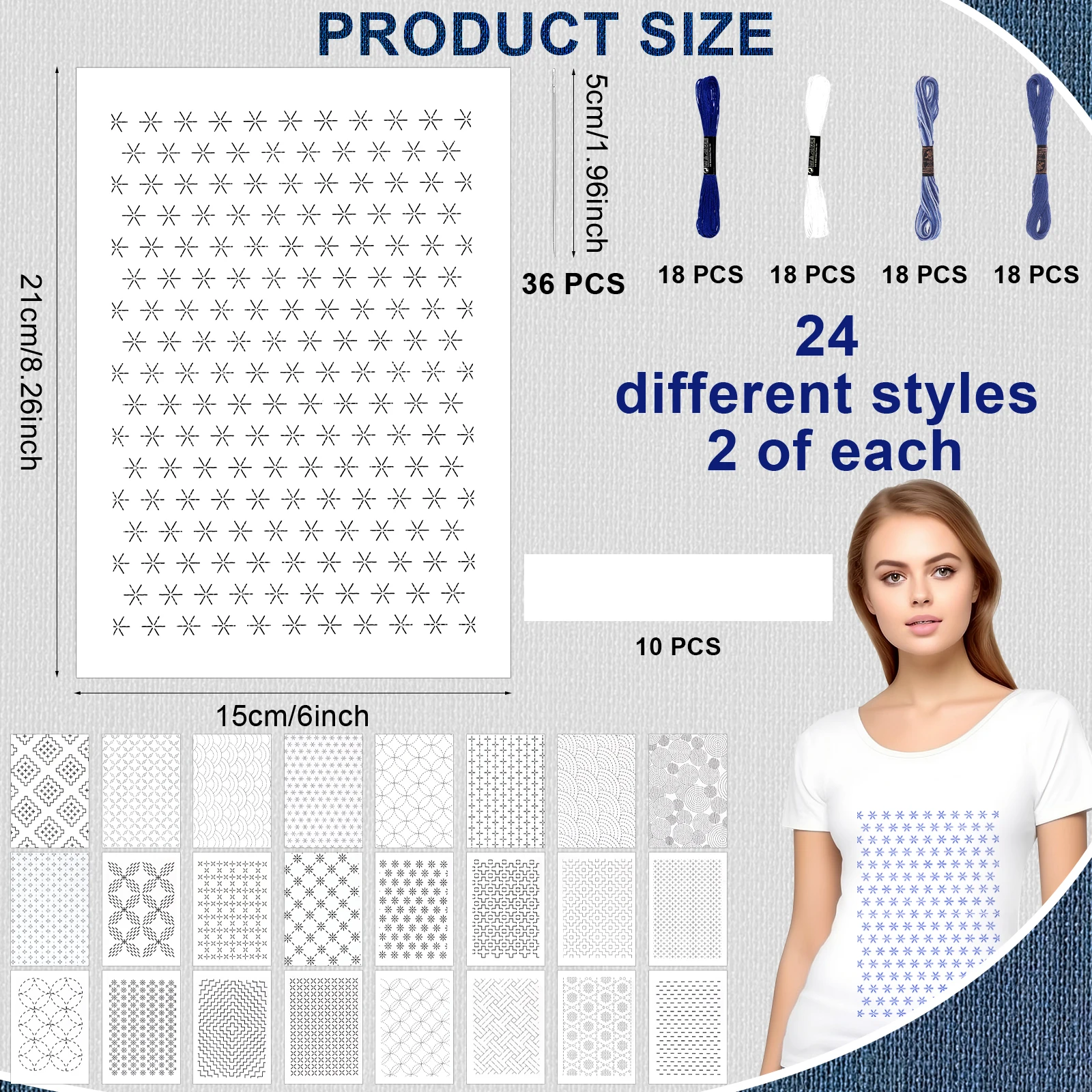 154pcs Sashiko Embroidery Patt - Embroidery Paper ulasan dan harga