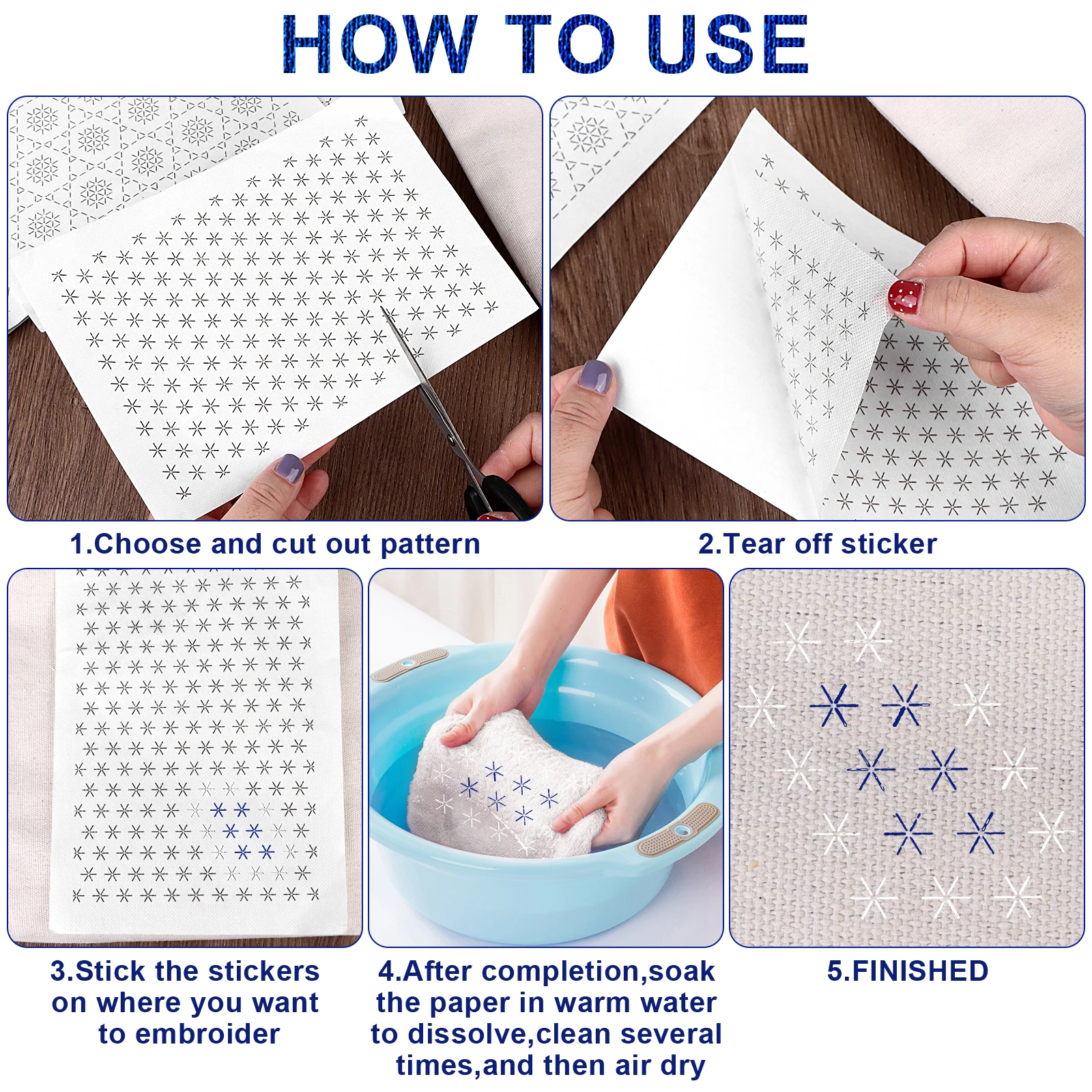 154pcs Sashiko Embroidery Patt - Embroidery Paper ulasan dan harga